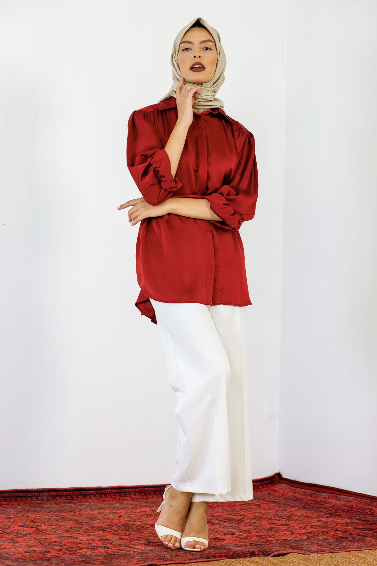 6209 Daisy Gömlek 1-2 - Bordo - 1