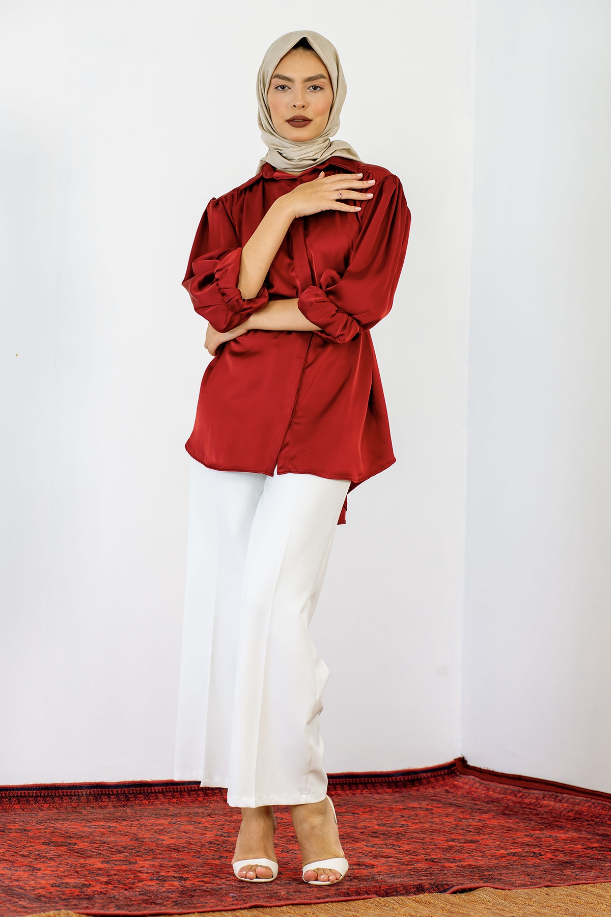 6209 Daisy Gömlek 1-2 - Bordo - 2