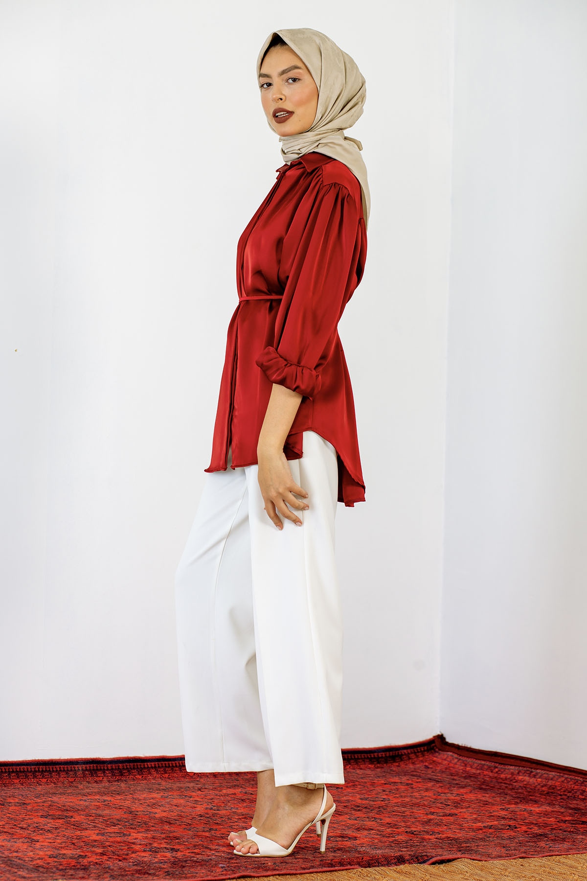 6209 Daisy Gömlek 1-2 - Bordo - 3