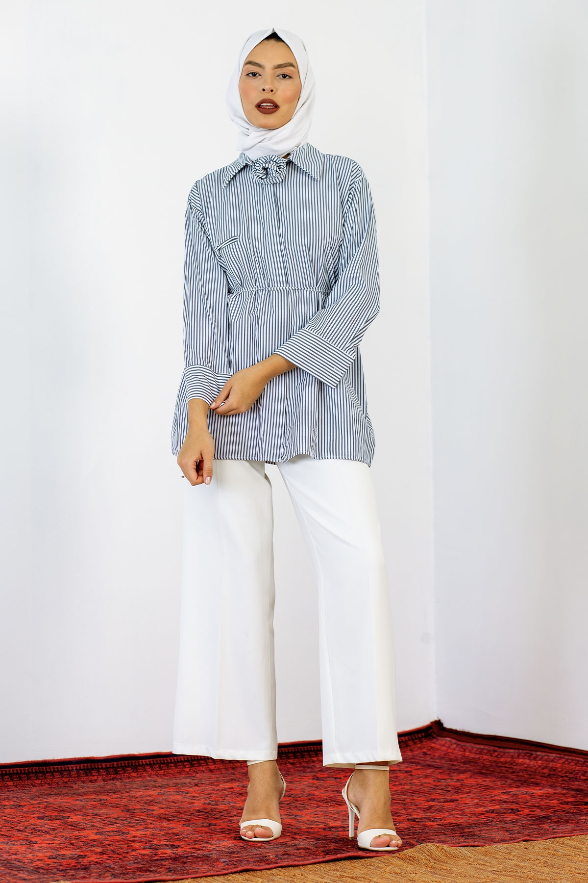 6212 Nicole Gömlek 1-2 - Mavi_beyaz - 1