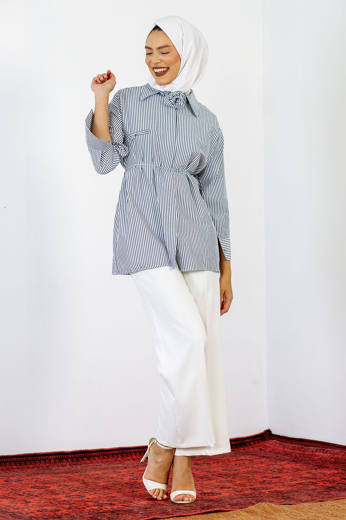 6212 Nicole Gömlek 1-2 - Mavi_beyaz - 3