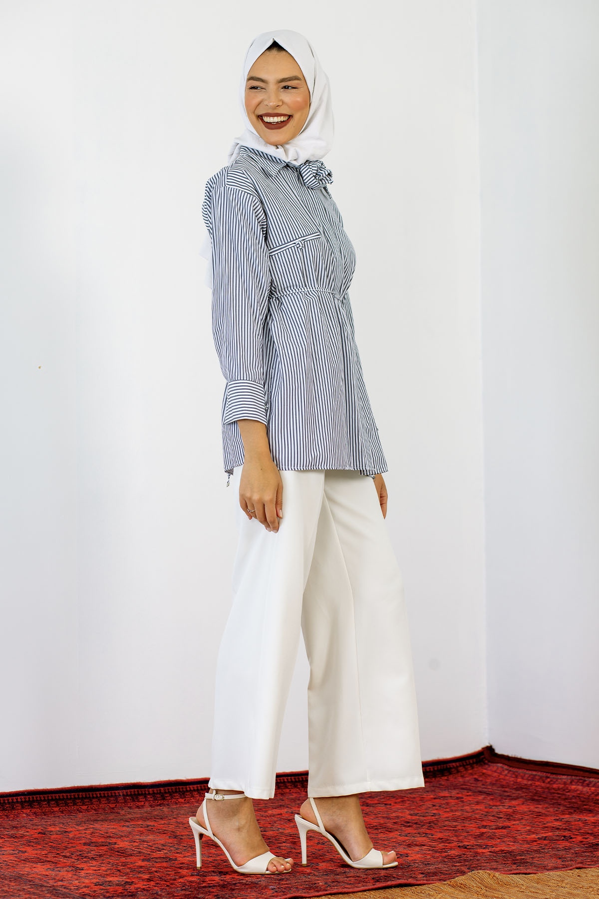 6212 Nicole Gömlek 1-2 - Mavi_beyaz - 4