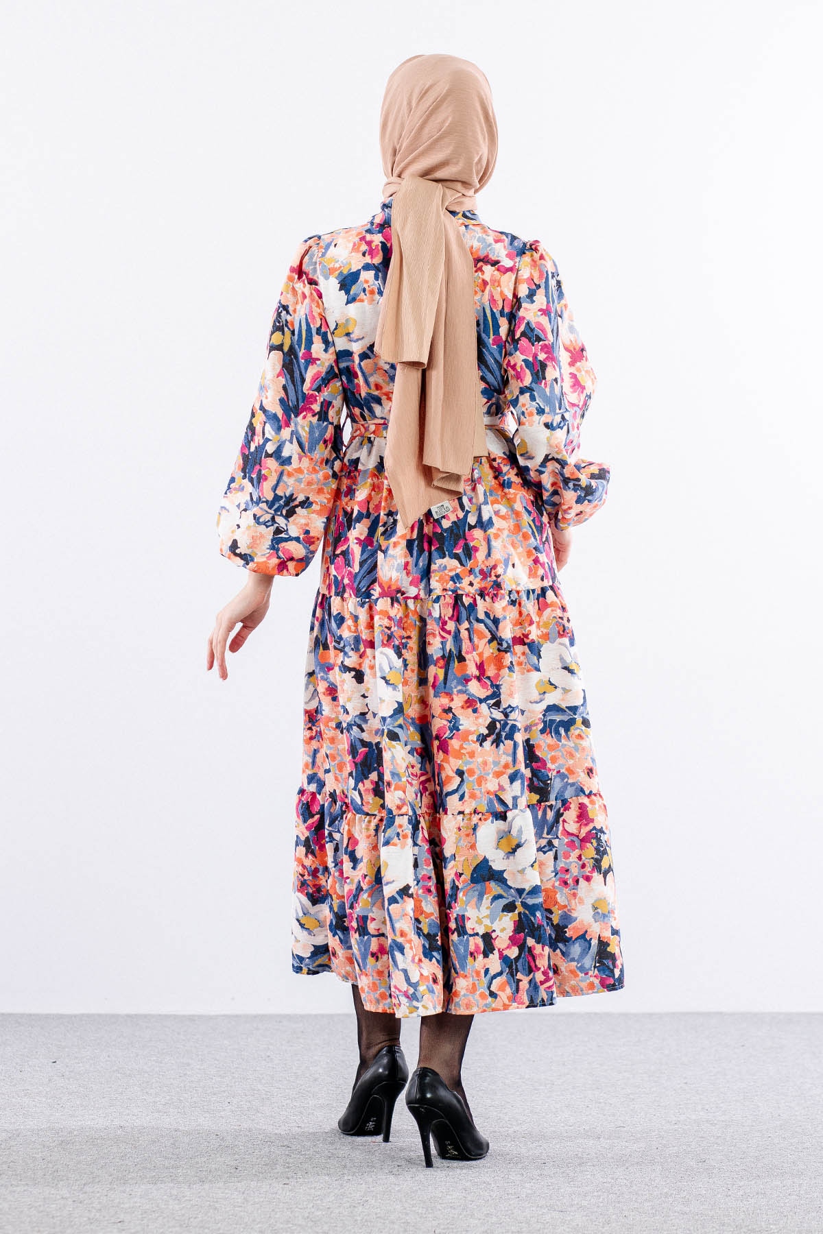 6290 çiçek Des. Elbise 38-44 - Indigo - 5