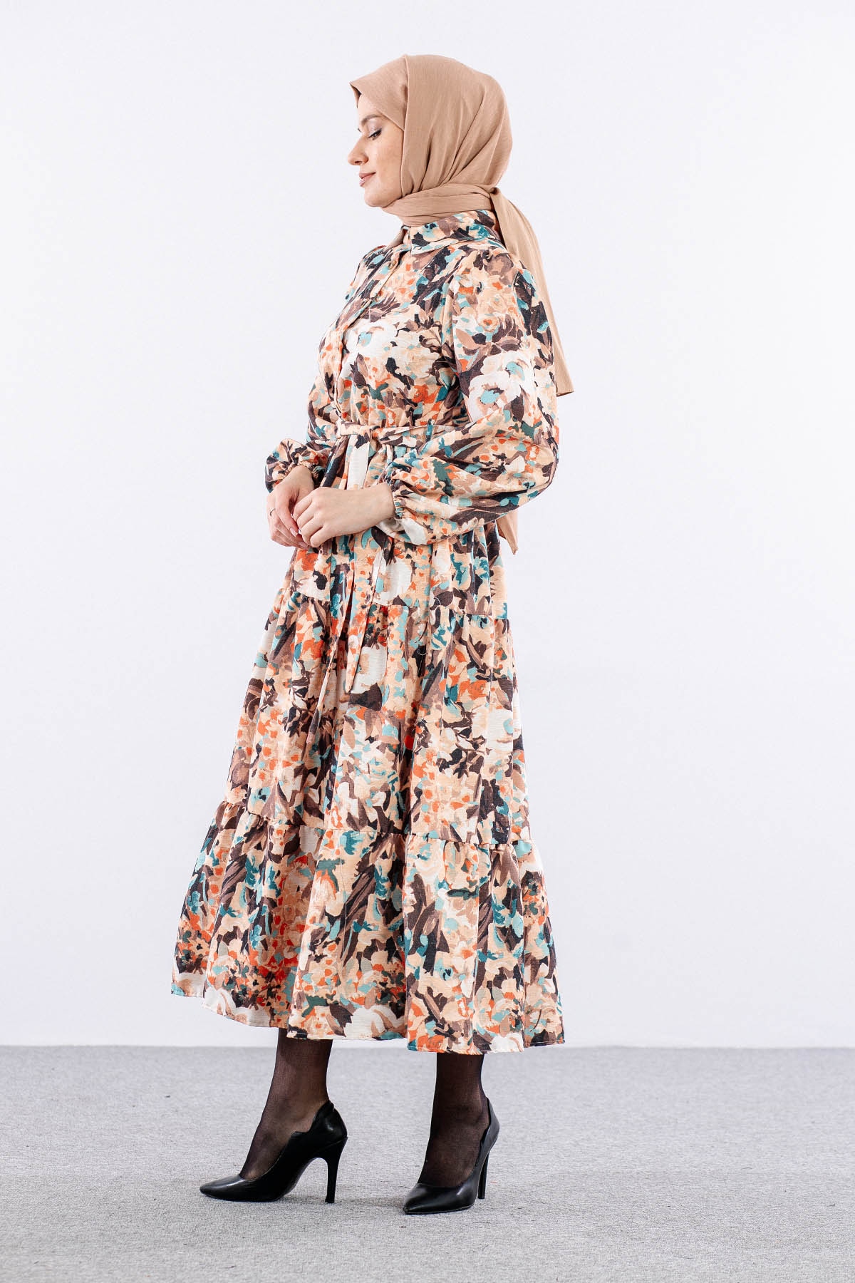 6290 çiçek Des. Elbise 38-44 - Orange - 4