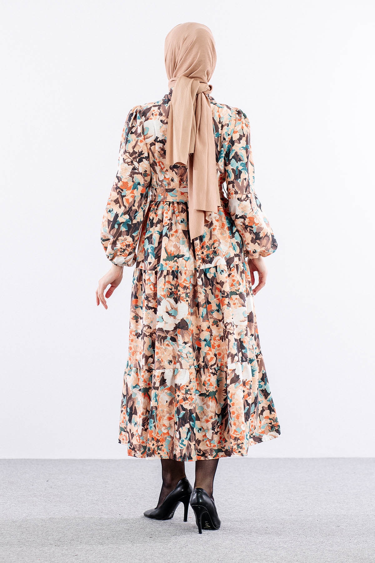 6290 çiçek Des. Elbise 38-44 - Orange - 5