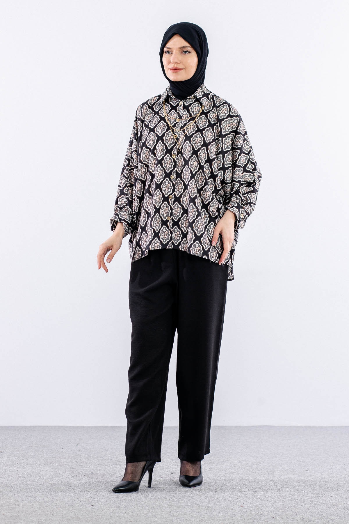 6449 Gömlek 38-44 - Siyah - 1