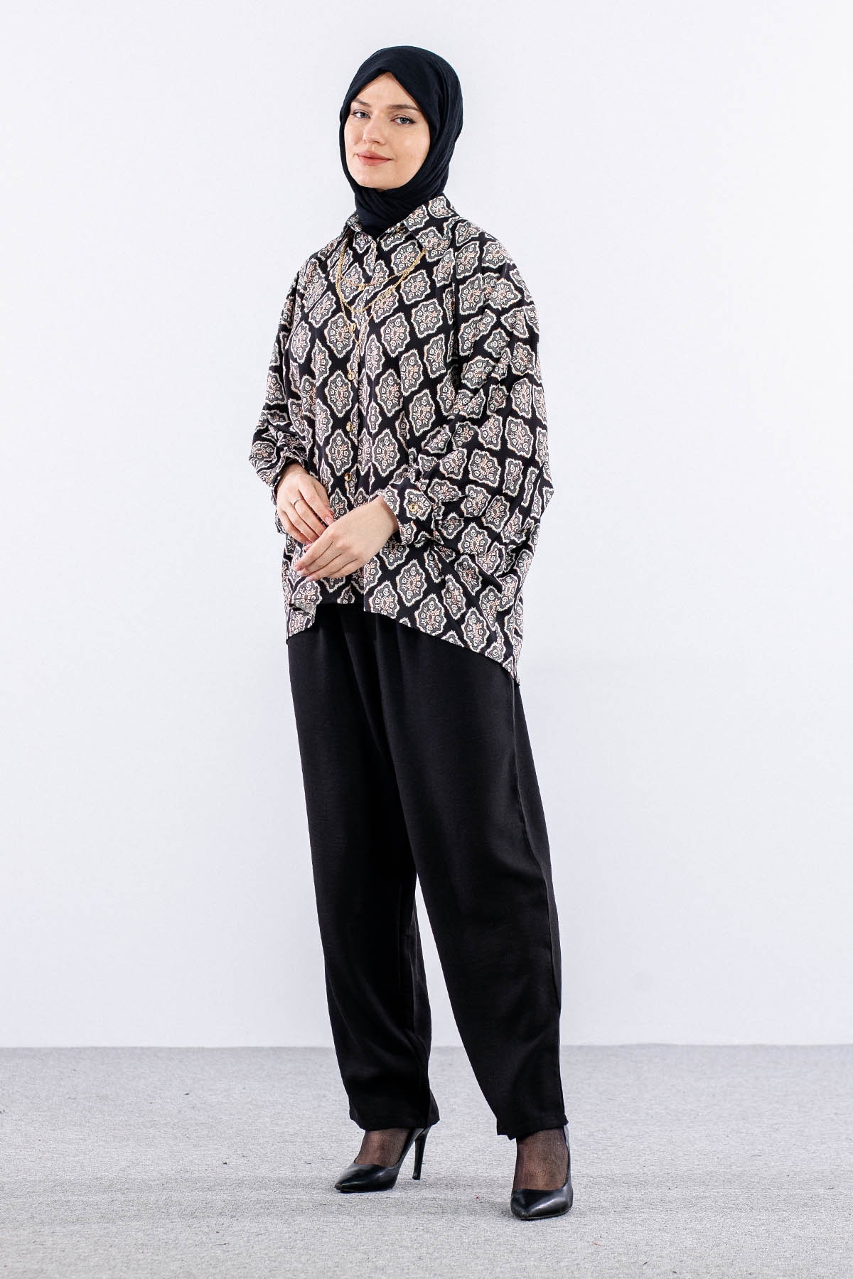 6449 Gömlek 38-44 - Siyah - 2