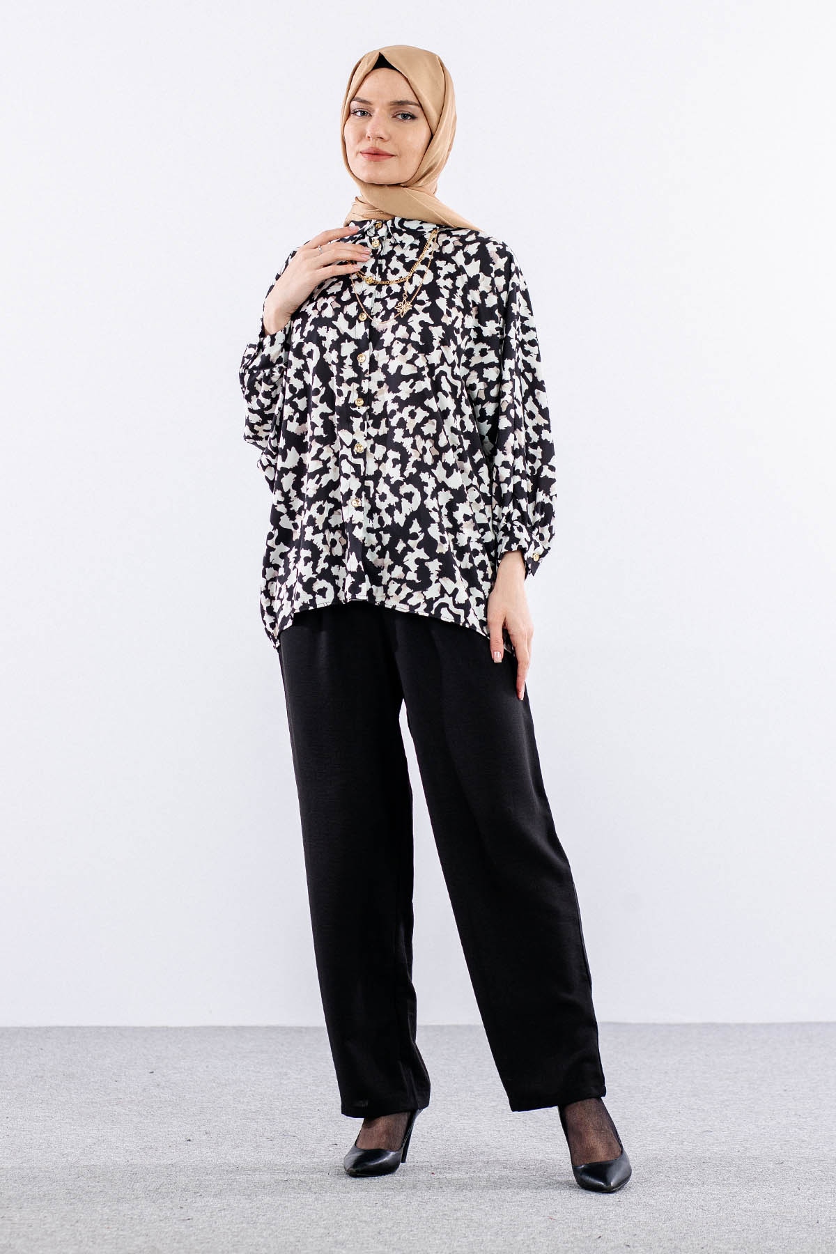 6458 Gömlek 38-44 - Siyah - 1