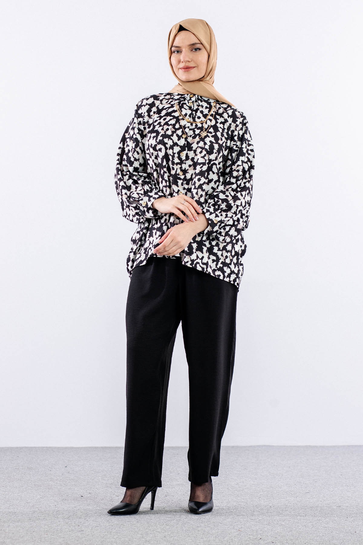 6458 Gömlek 38-44 - Siyah - 2