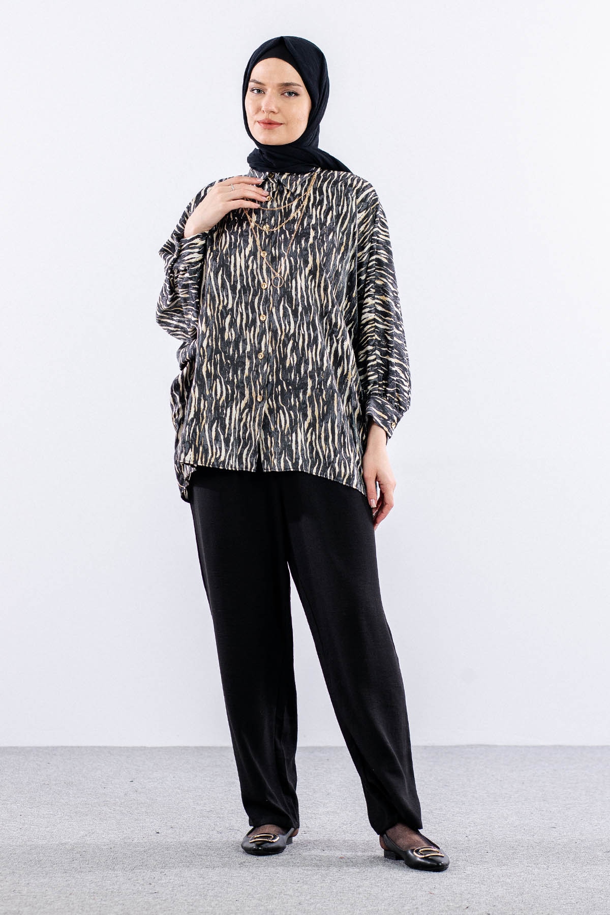 6468  Gömlek 38-44 - Siyah_zebra - 1
