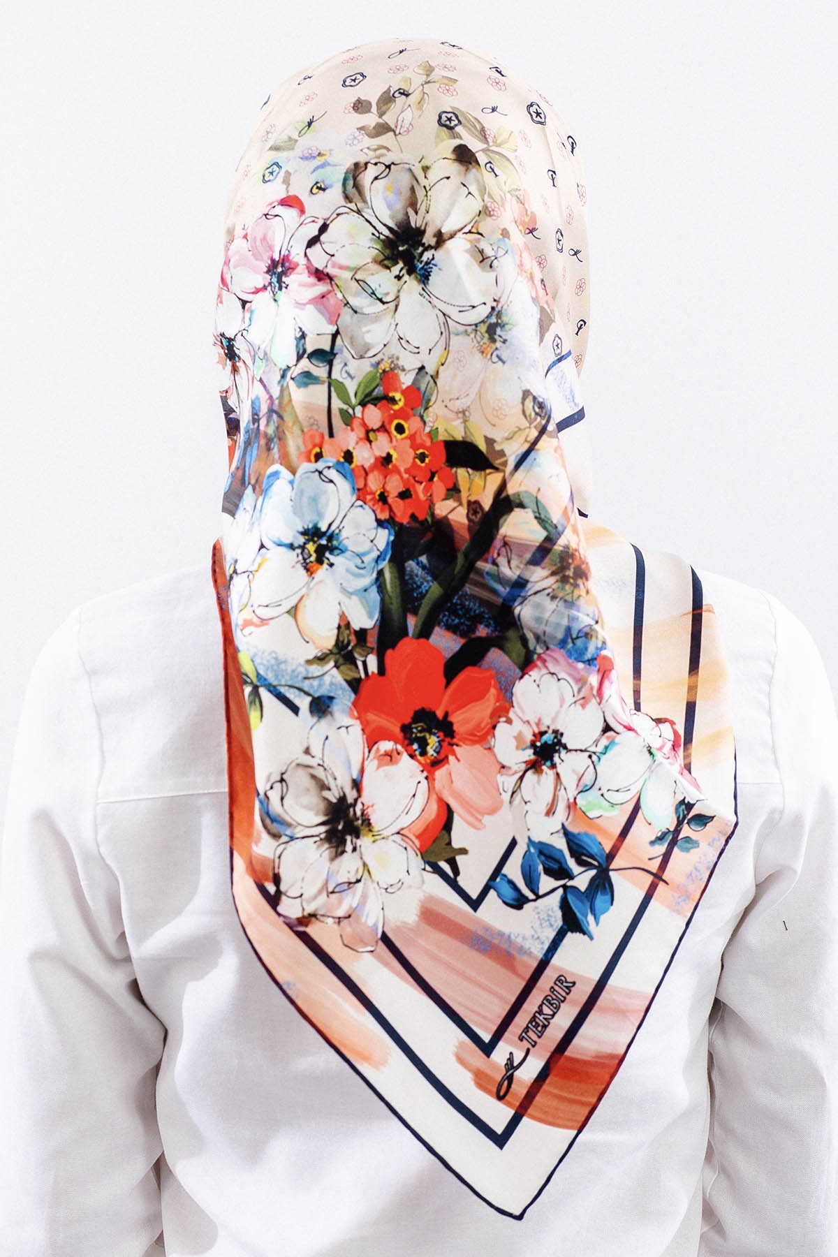 6795 İpek Eşarp 90*90 Tvil Monogram - Lacivert - 4