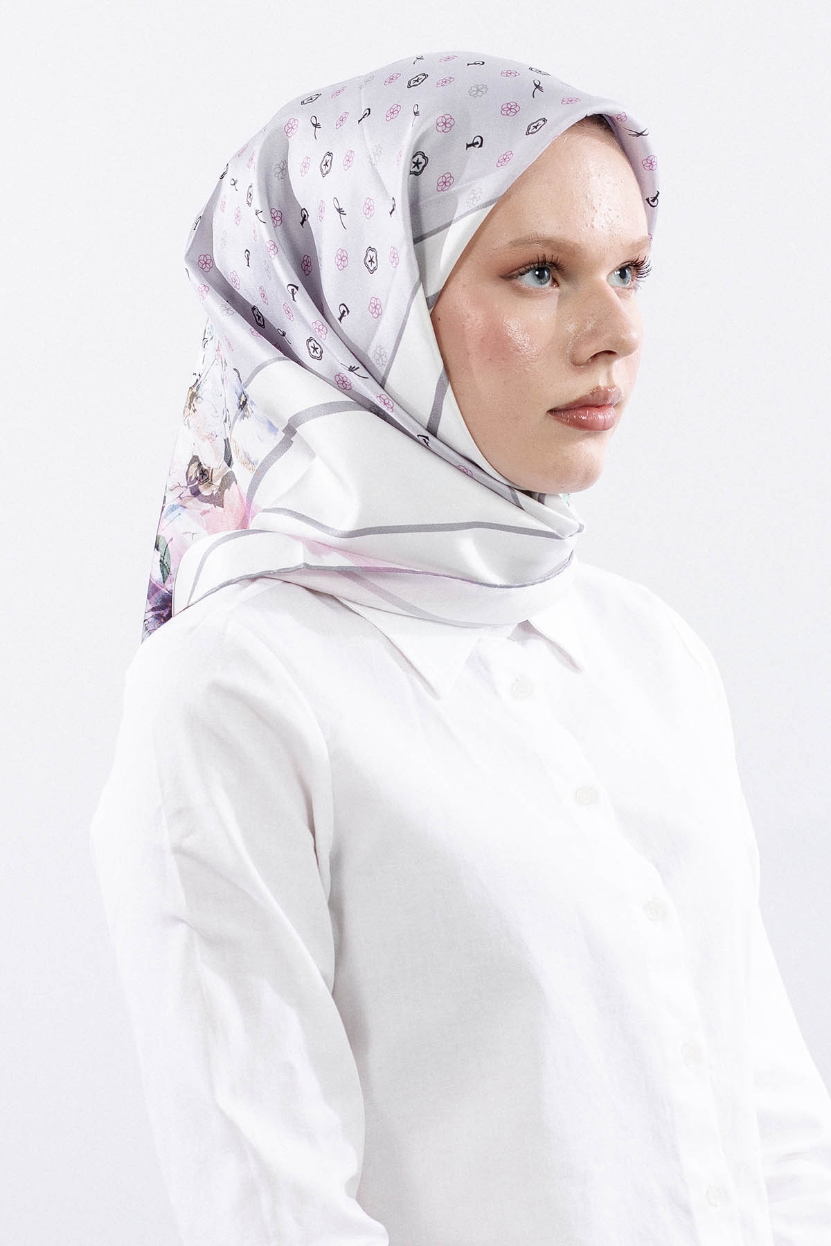 6795 İpek Eşarp 90*90 Tvil Monogram - Mint - 2