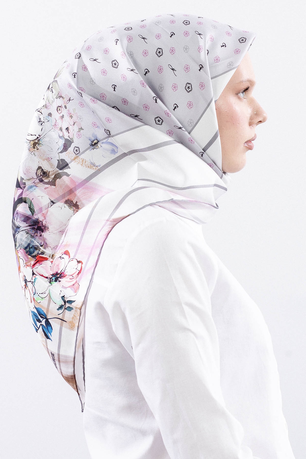 6795 İpek Eşarp 90*90 Tvil Monogram - Mint - 3