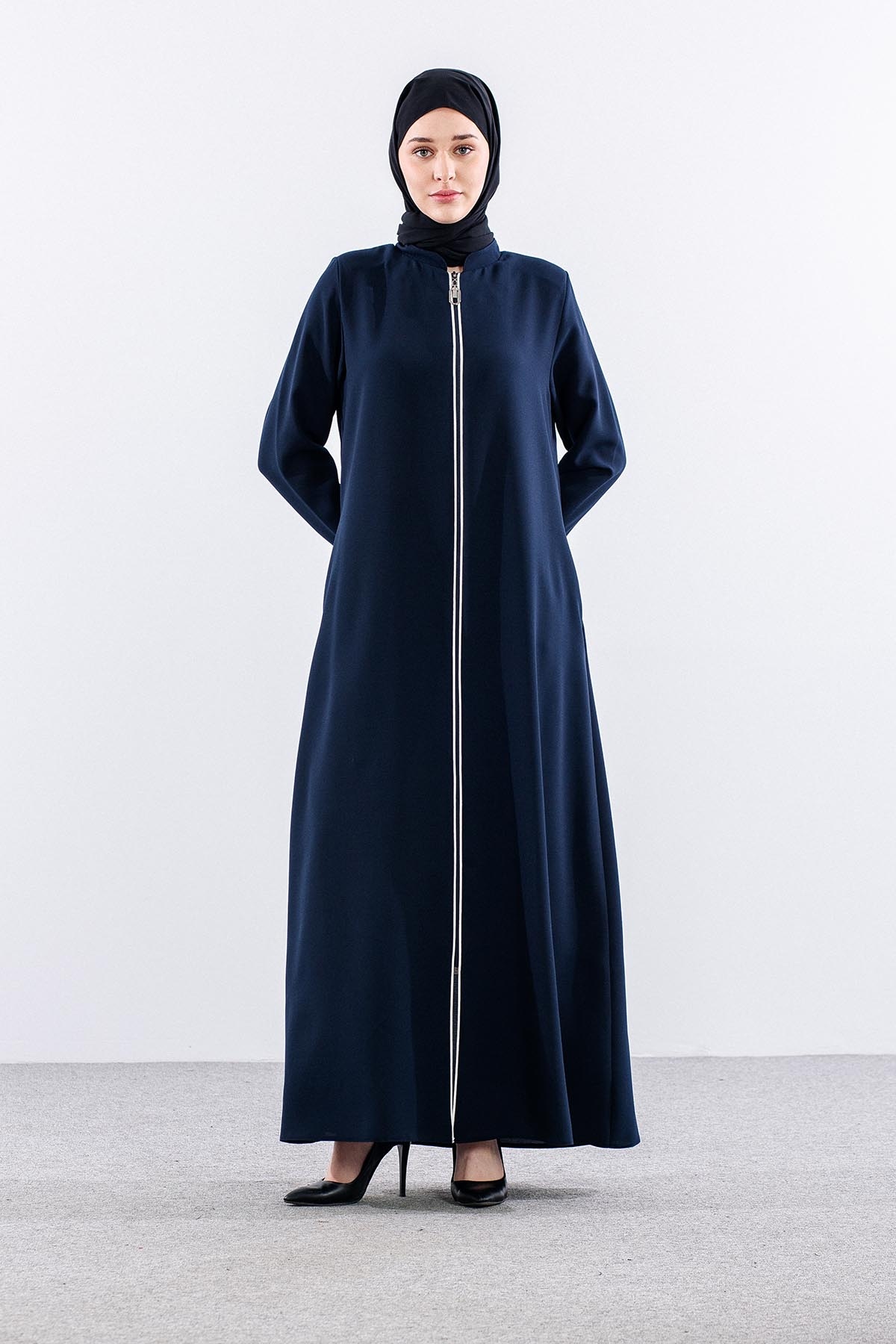 682 Ferace 42-52 Biye Kol Dugme - Lacivert - 3