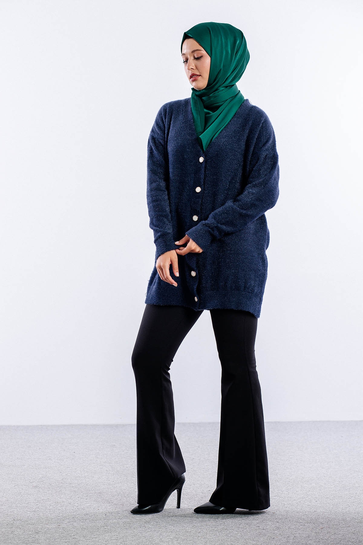 6925 Peluş Ceket Tek - Lacivert - 2