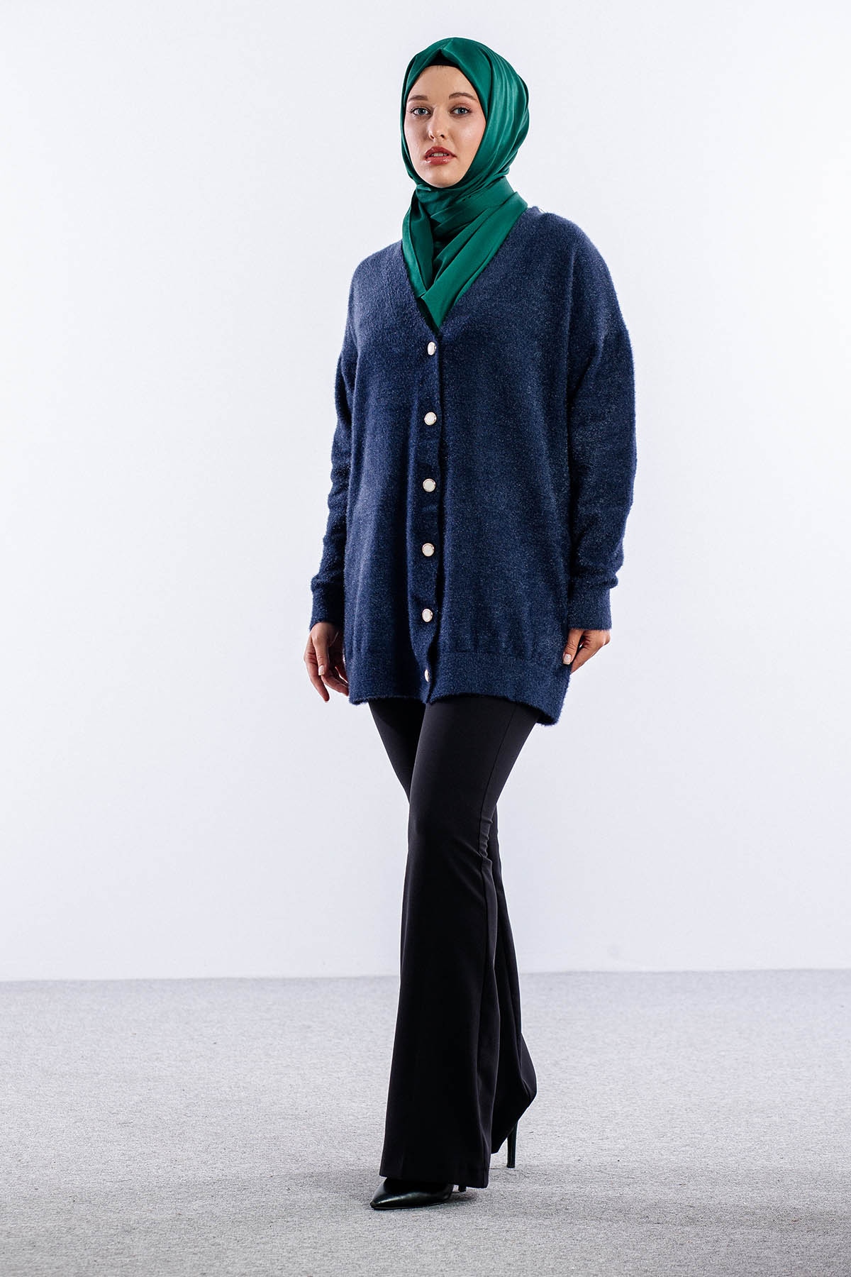 6925 Peluş Ceket Tek - Lacivert - 3