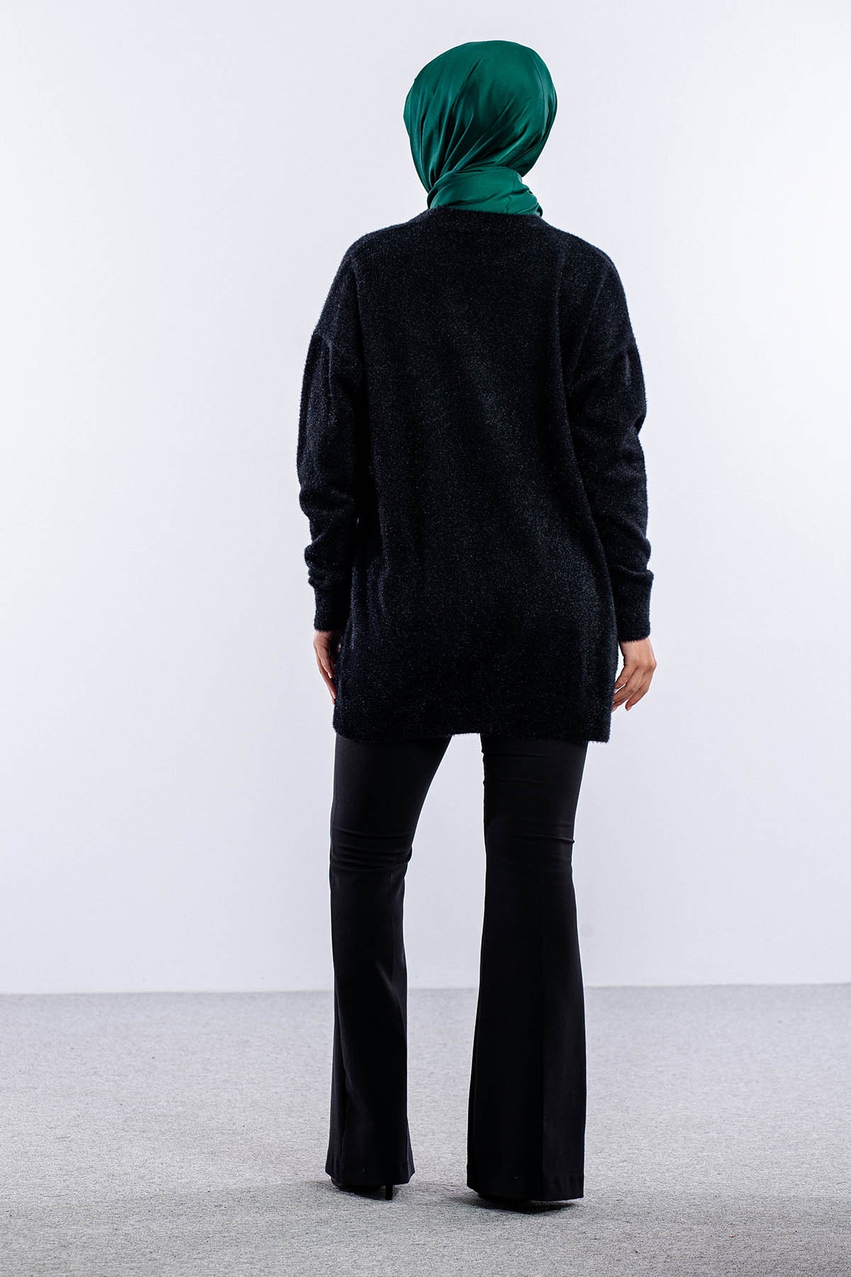 6925 Peluş Ceket Tek - Siyah - 4