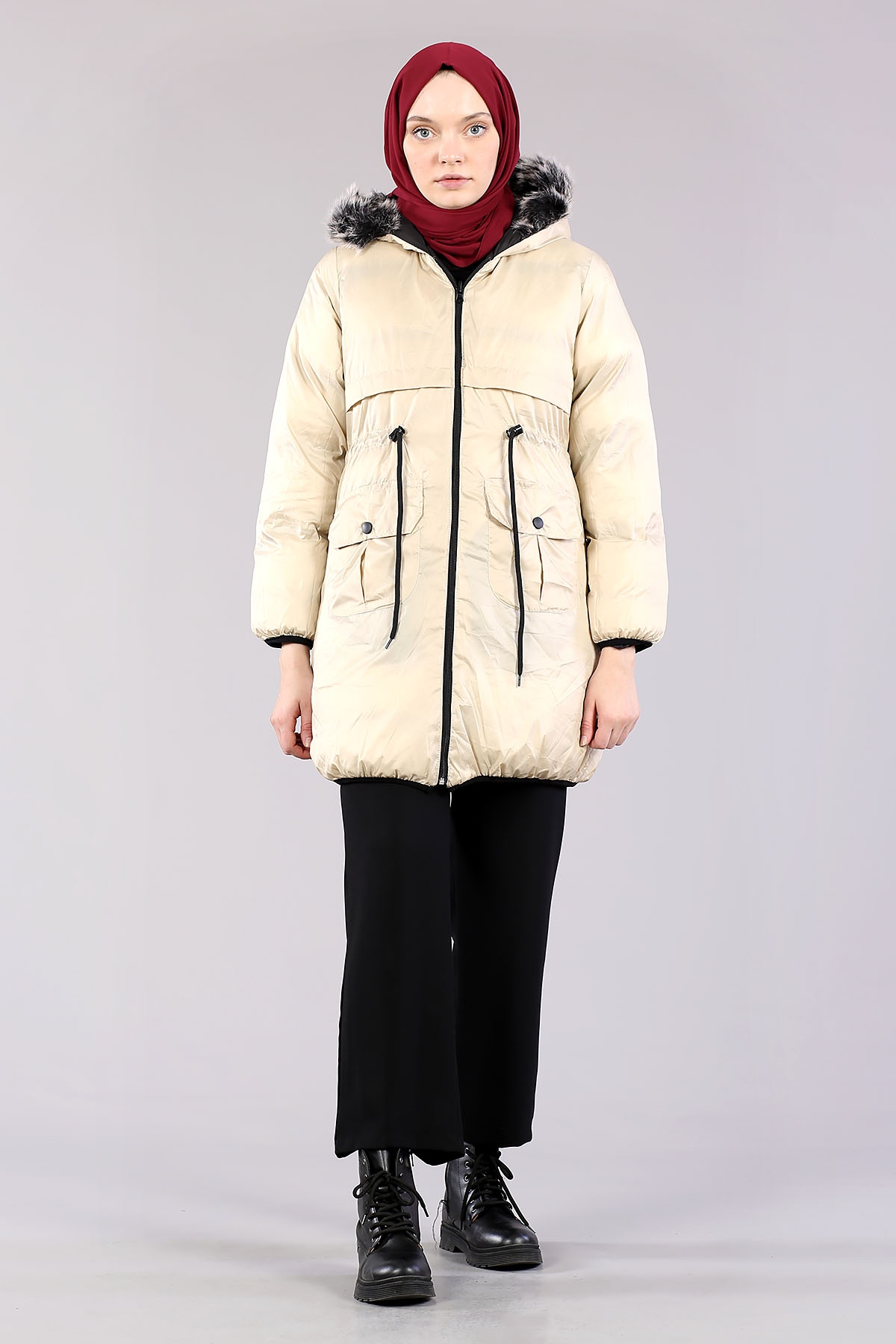 7010 çift Tarafli Mont S-m-l-xl - Siyah_krem - 1