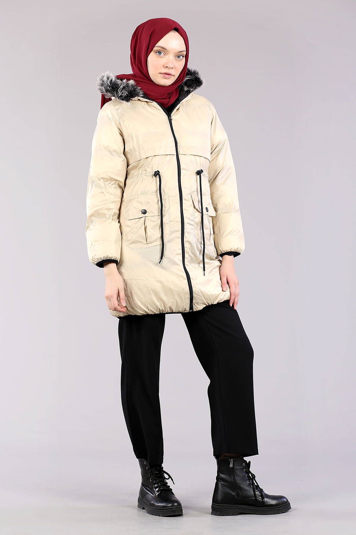 7010 çift Tarafli Mont S-m-l-xl - Siyah_krem - 2