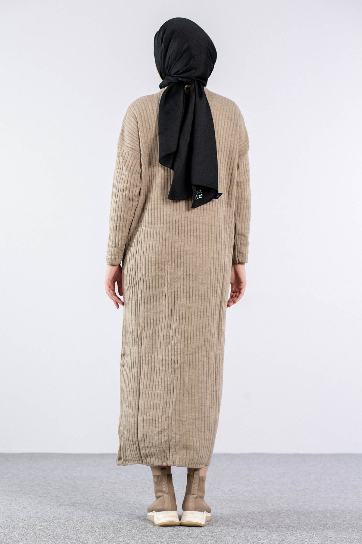 7051 Elbise Tek Ferm - Bej - 4