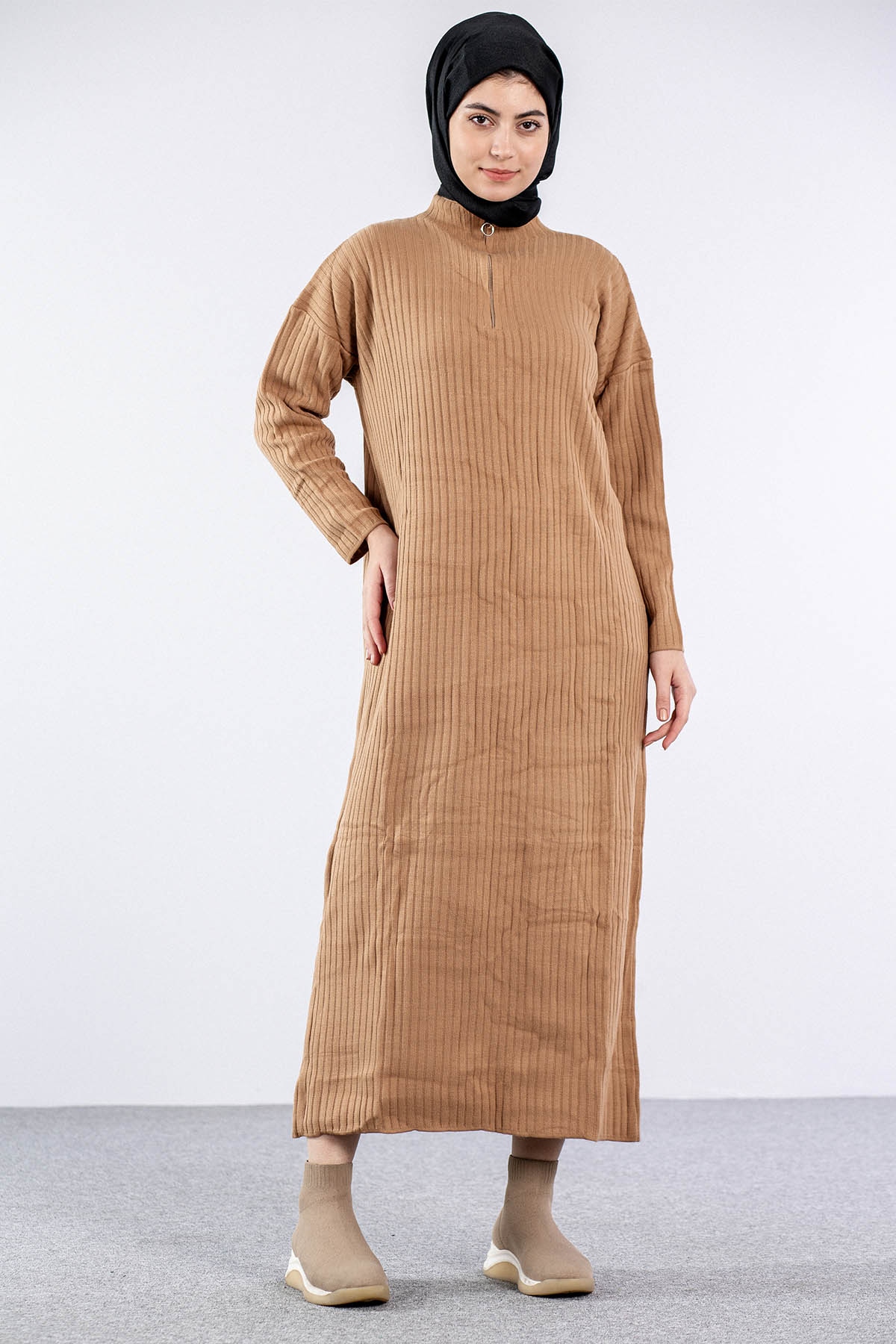 7051 Elbise Tek Ferm - Camel - 1