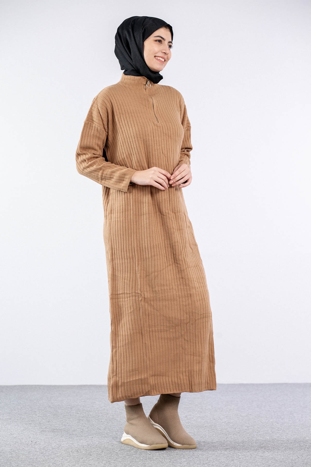 7051 Elbise Tek Ferm - Camel - 2