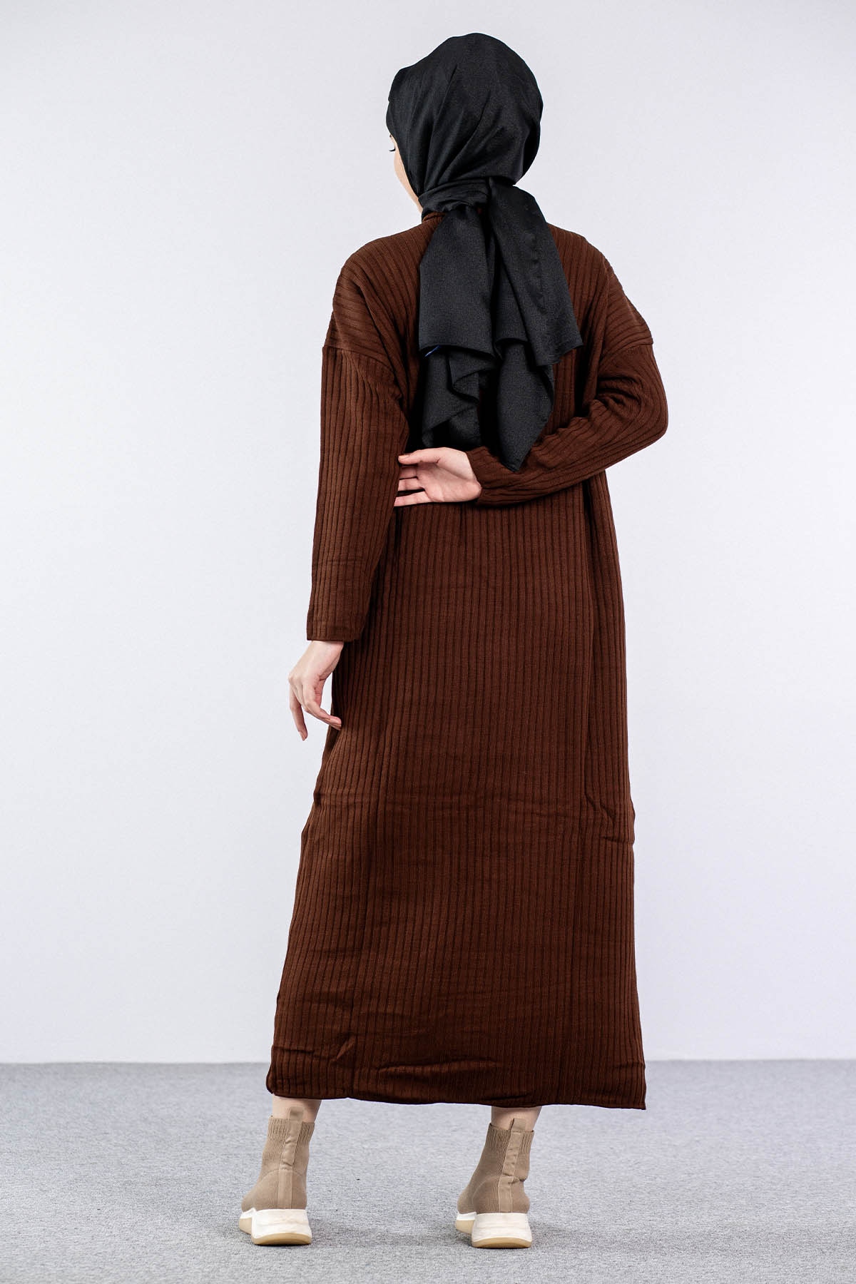 7051 Elbise Tek Ferm - Kahve - 5