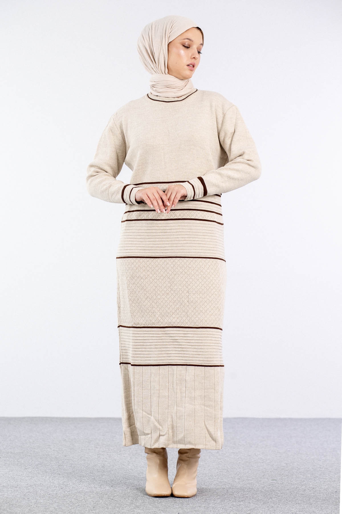 7070 Triko Elbise Tek - Tas - 1