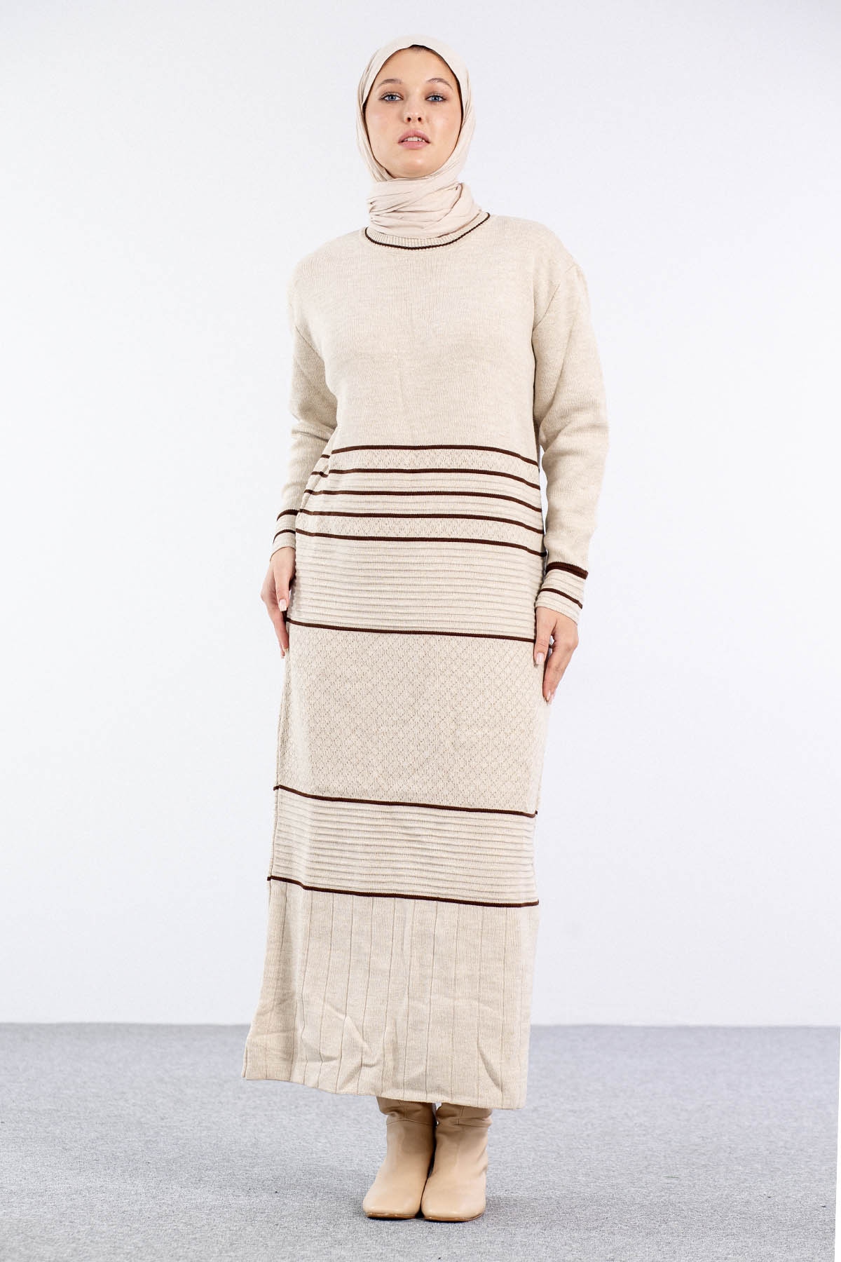 7070 Triko Elbise Tek - Tas - 2