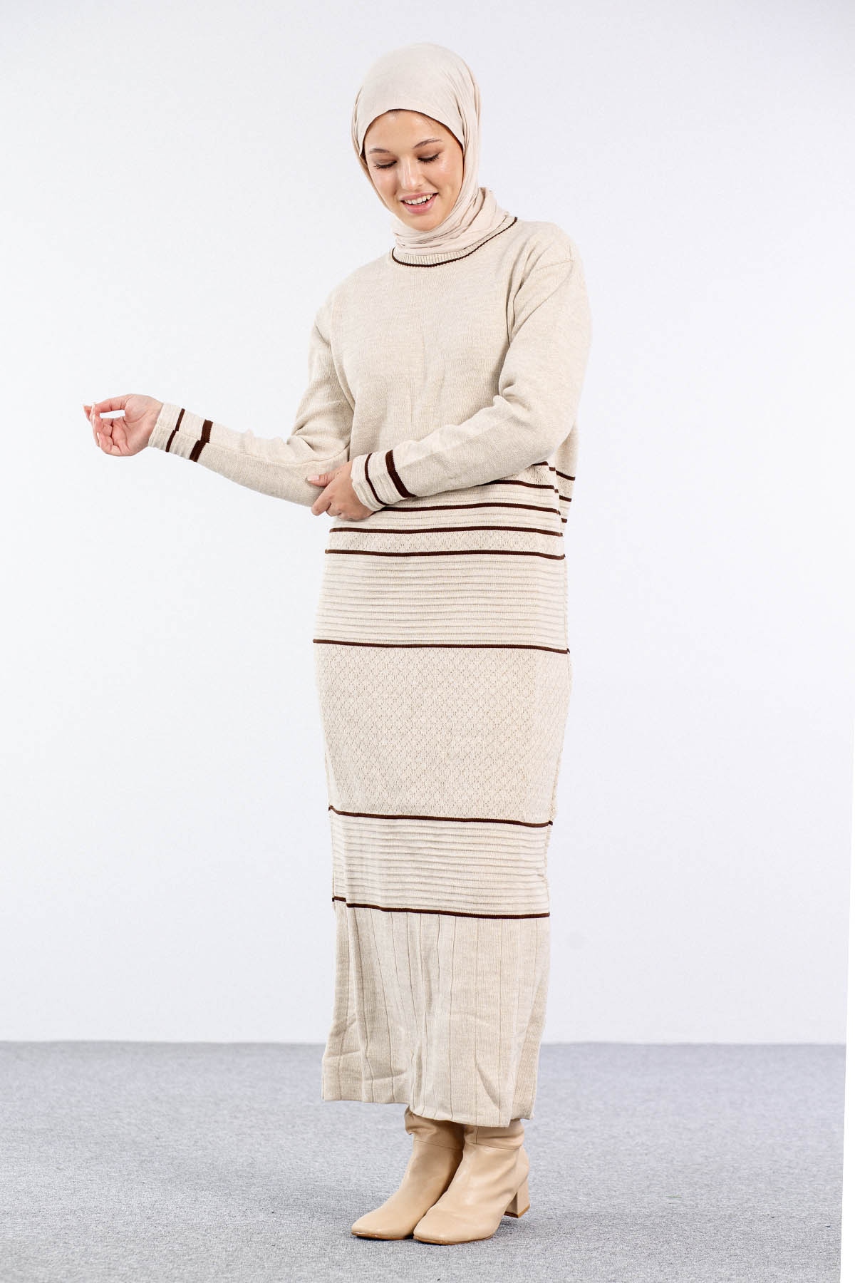 7070 Triko Elbise Tek - Tas - 3