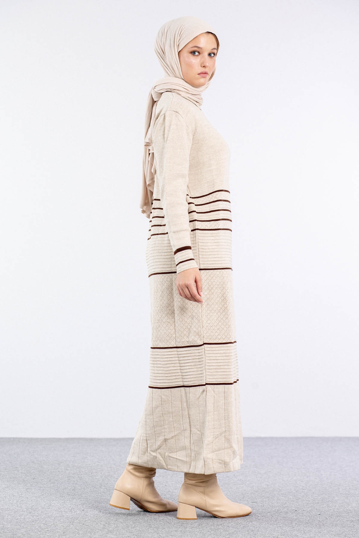 7070 Triko Elbise Tek - Tas - 5