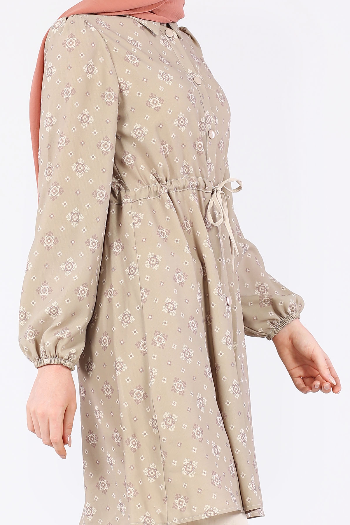 Önü Kuşaklı Pantolonlu Takım Kahverengi - 6