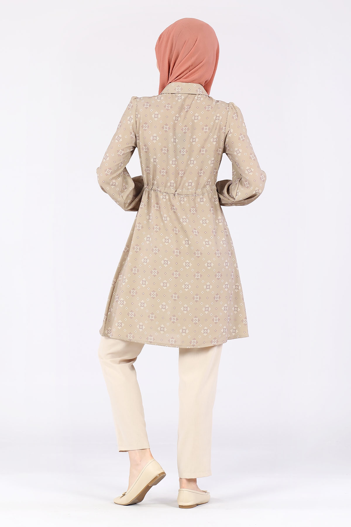 Önü Kuşaklı Pantolonlu Takım Kahverengi - 4