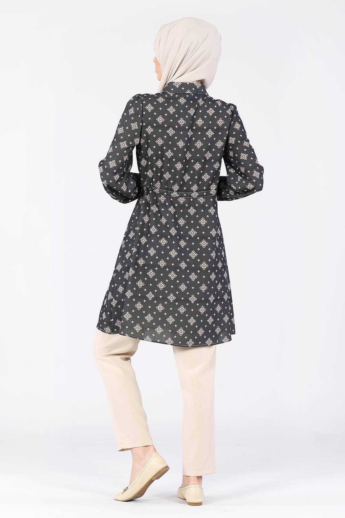 Önü Kuşaklı Pantolonlu Takım Siyah - 5