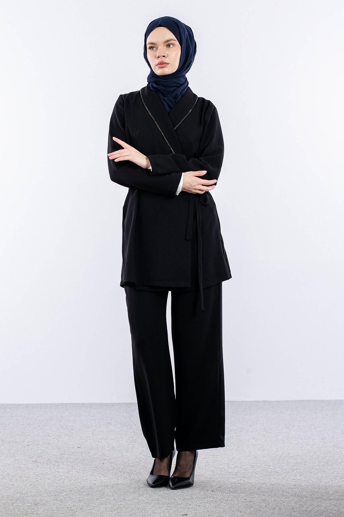 7558 Takim 40-48 Tas Detay - Siyah - 2