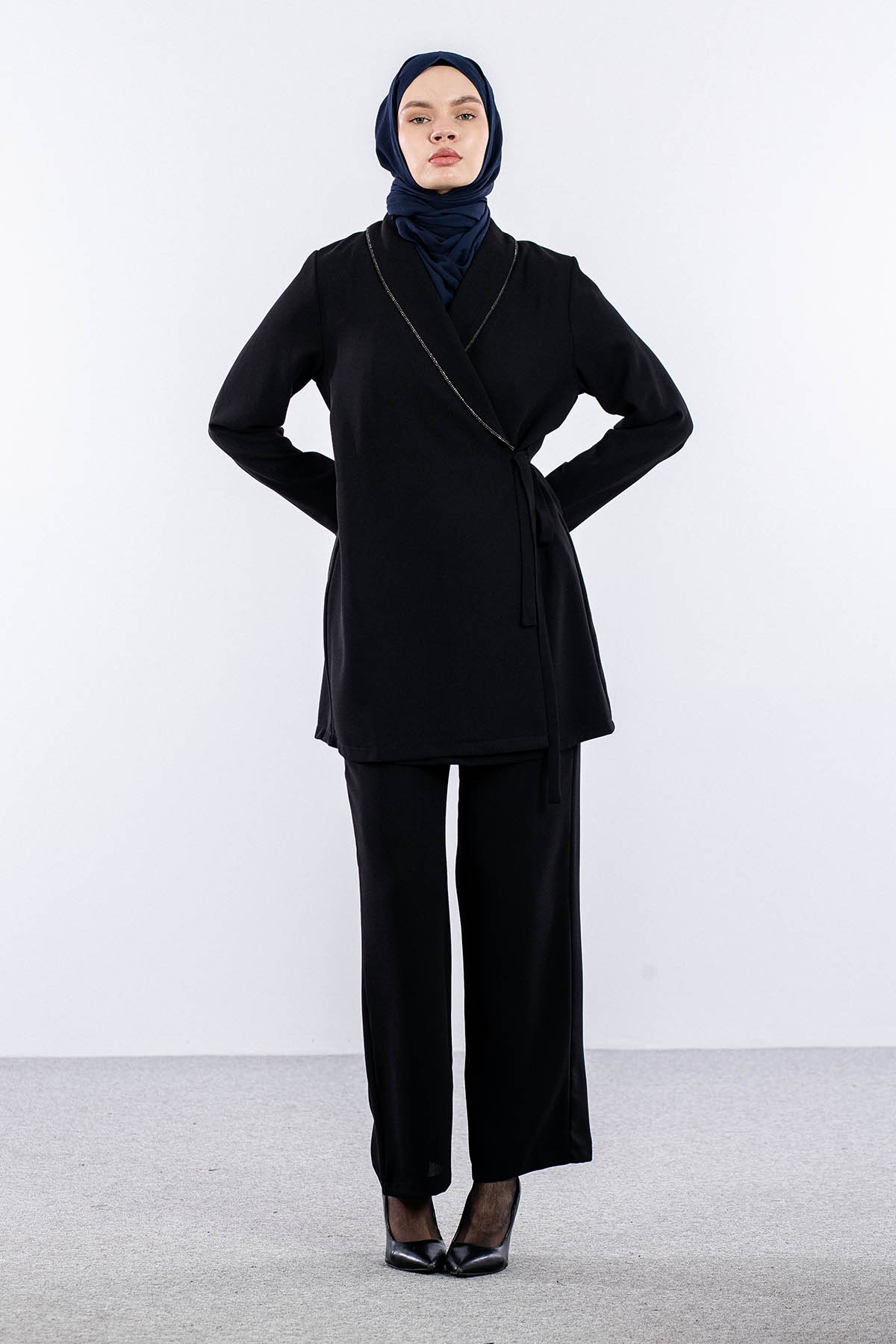 7558 Takim 40-48 Tas Detay - Siyah - 3