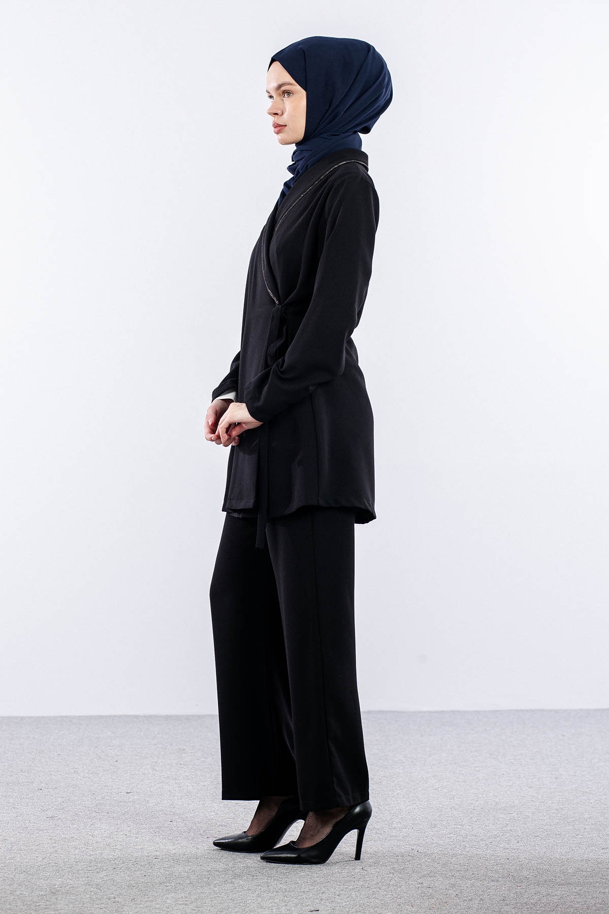 7558 Takim 40-48 Tas Detay - Siyah - 4