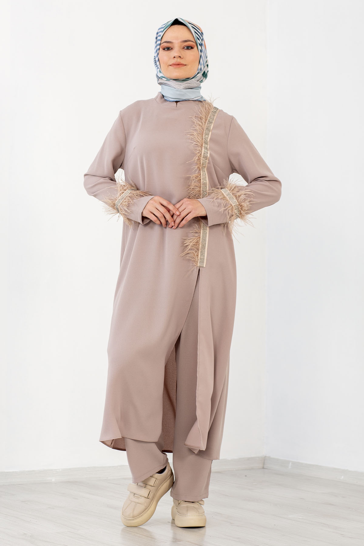 7561 2 Li Tüylü Takim 42-50 - Bej - 2