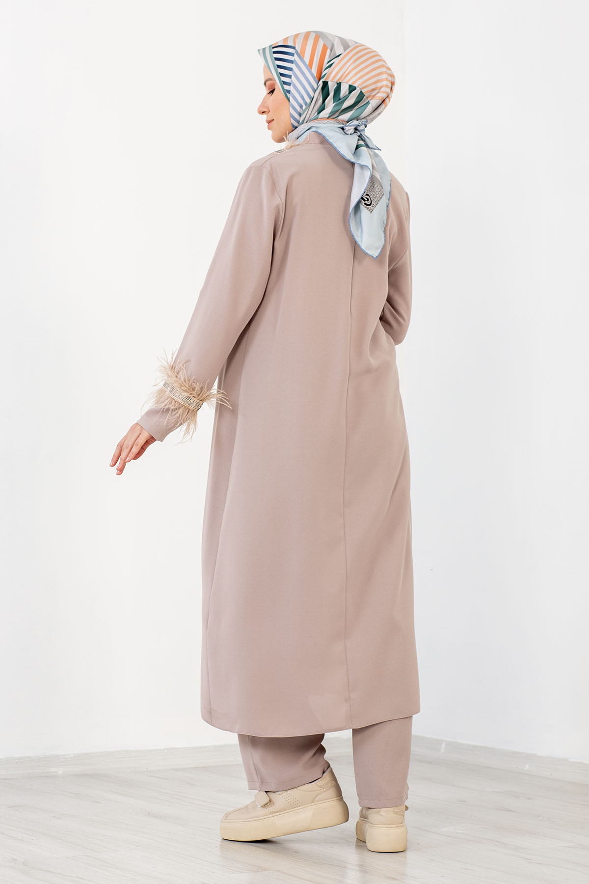 7561 2 Li Tüylü Takim 42-50 - Bej - 5