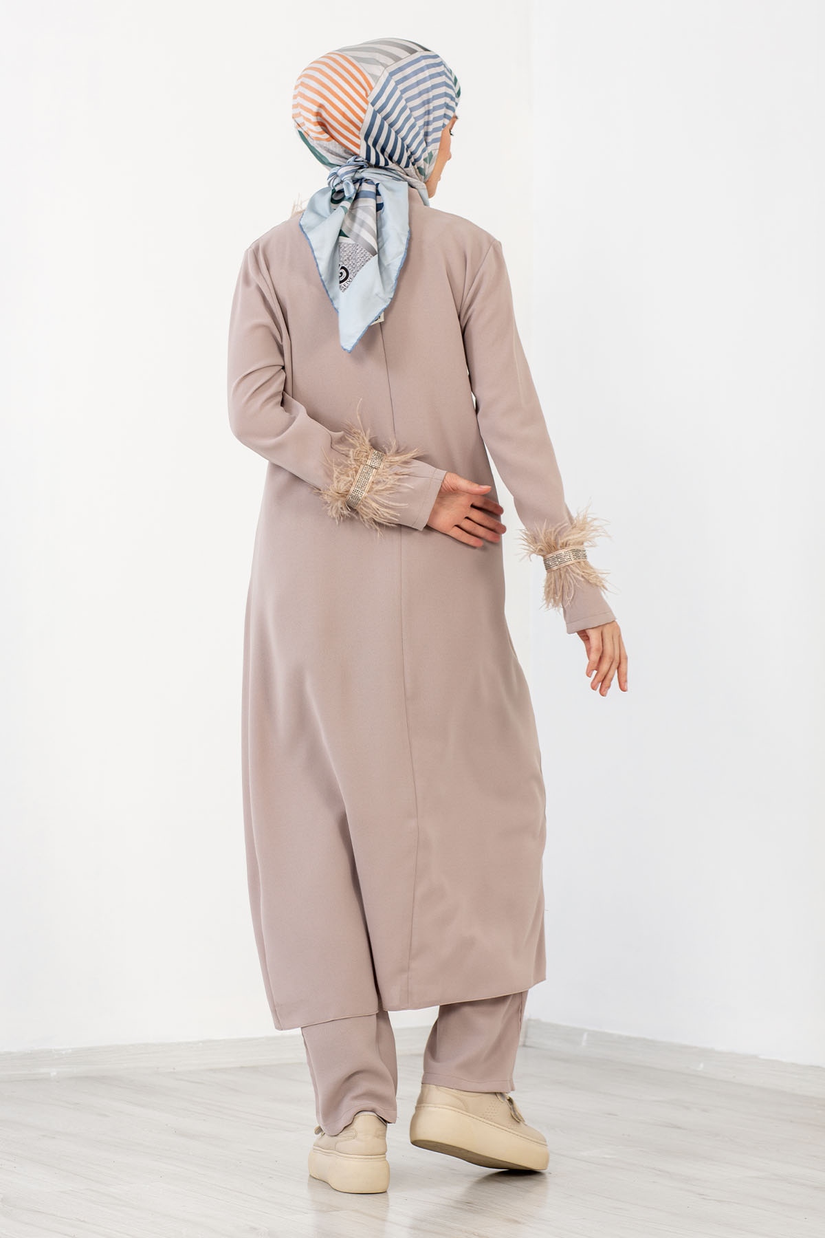 7561 2 Li Tüylü Takim 42-50 - Bej - 6