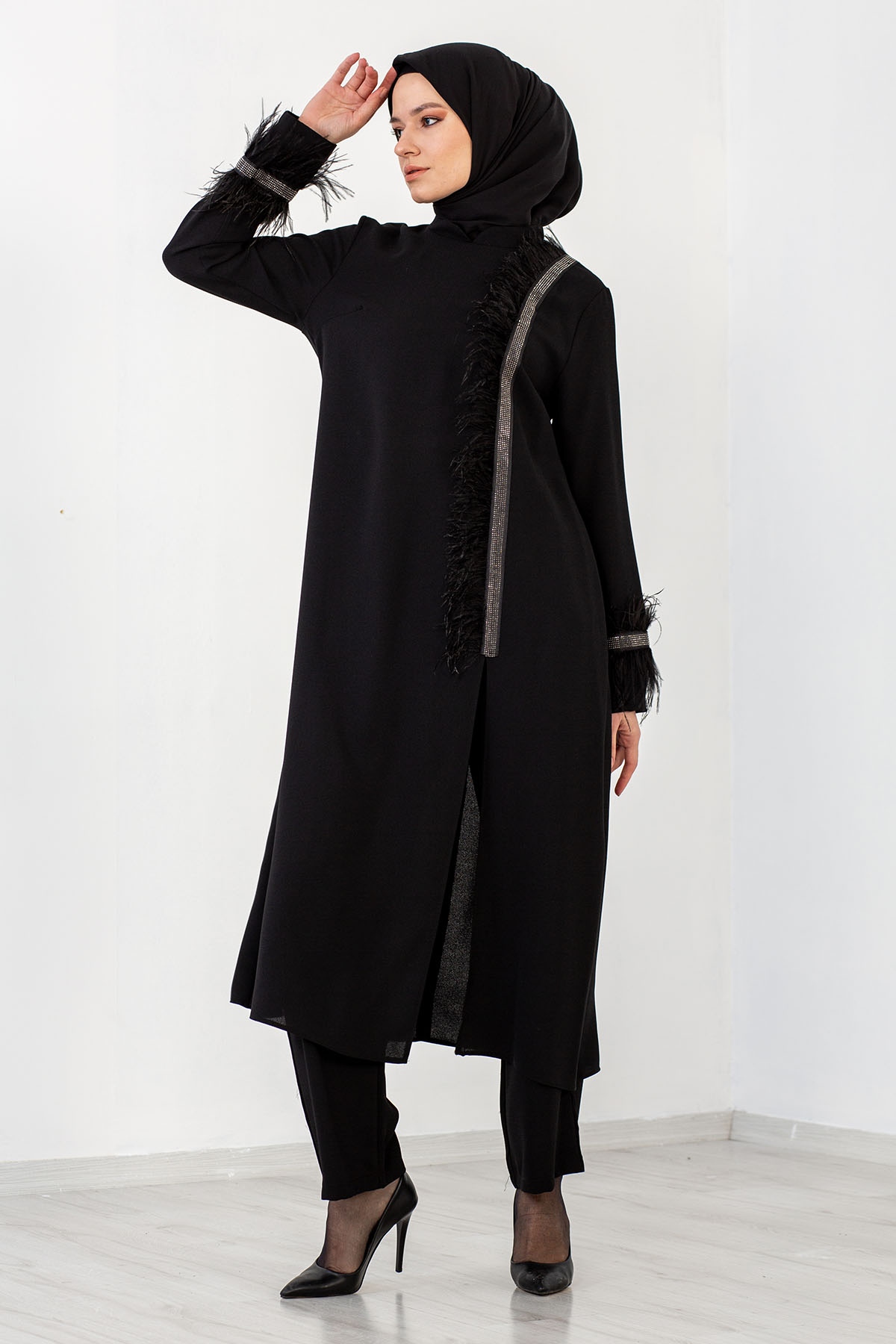 7561 2 Li Tüylü Takim 42-50 - Siyah - 2