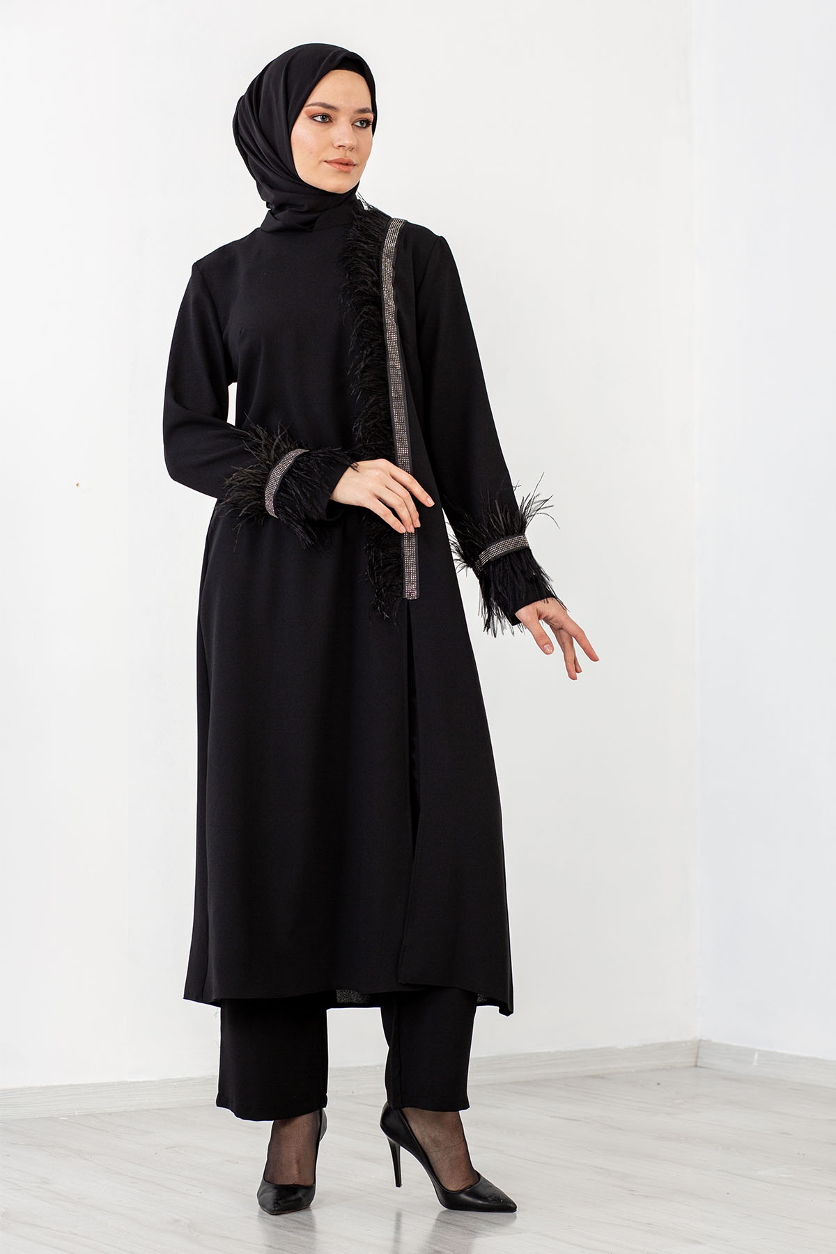 7561 2 Li Tüylü Takim 42-50 - Siyah - 3