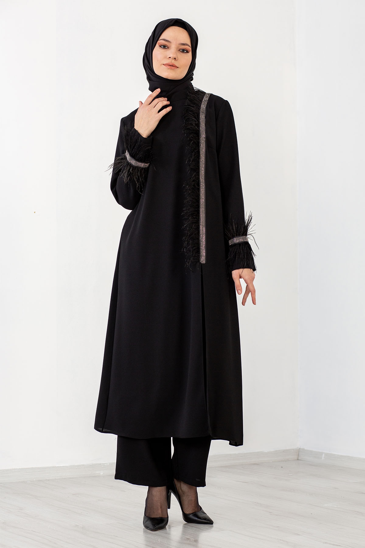 7561 2 Li Tüylü Takim 42-50 - Siyah - 4