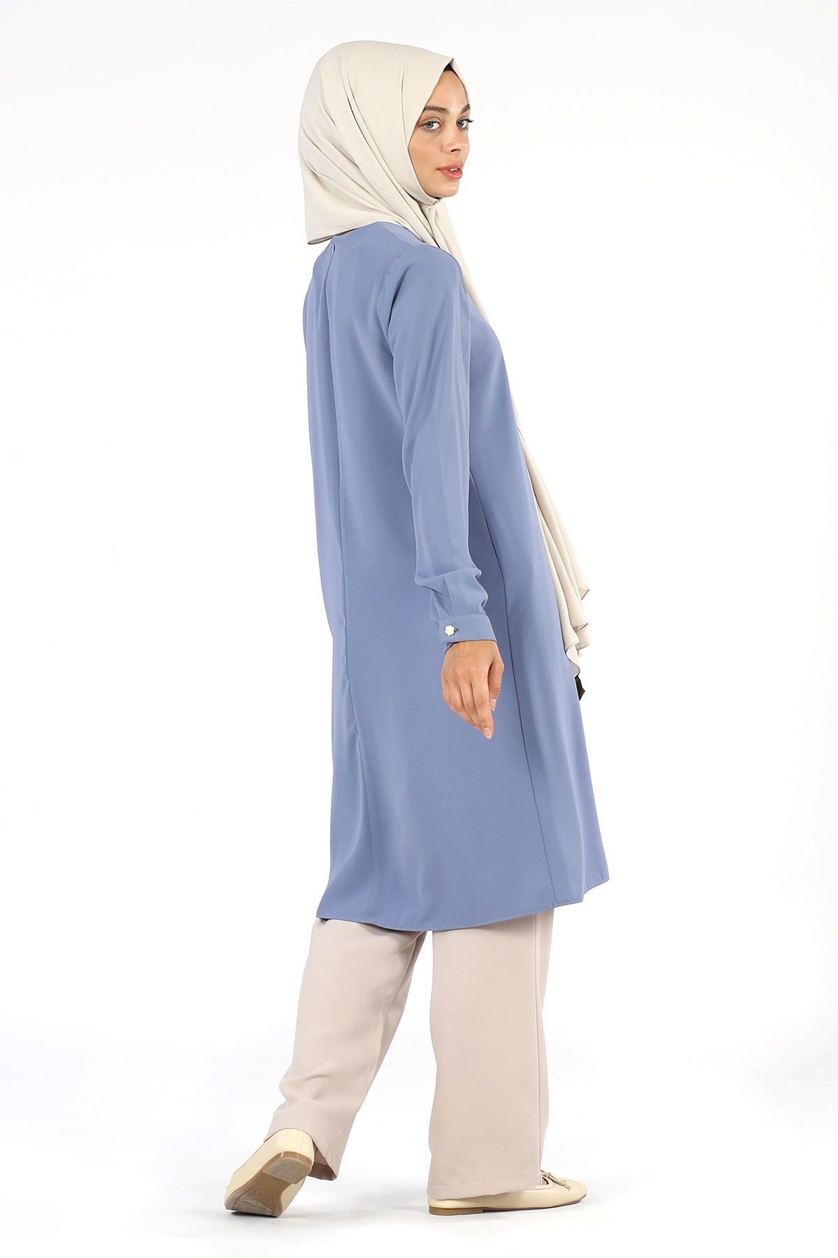 Broş Detaylı Tunik Bebe Mavisi - 5