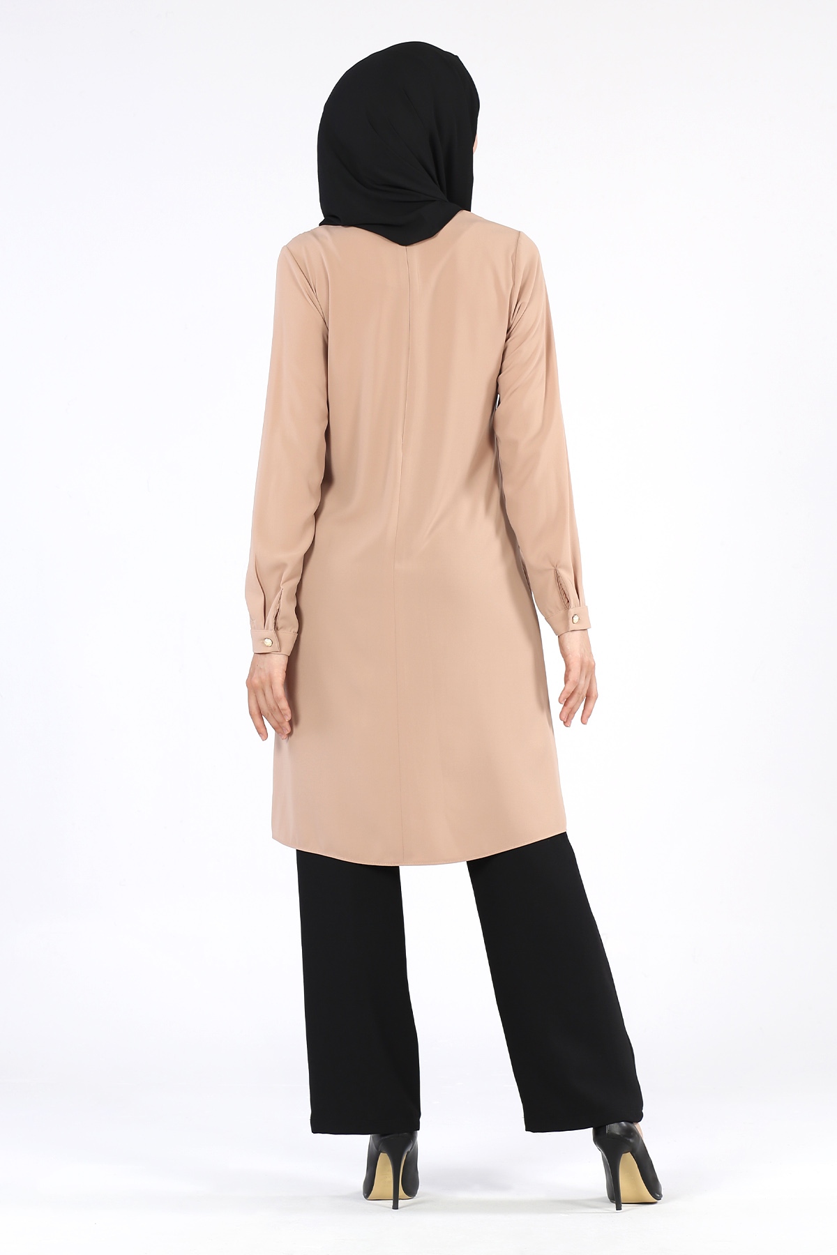 Broş Detaylı Tunik Camel - 5