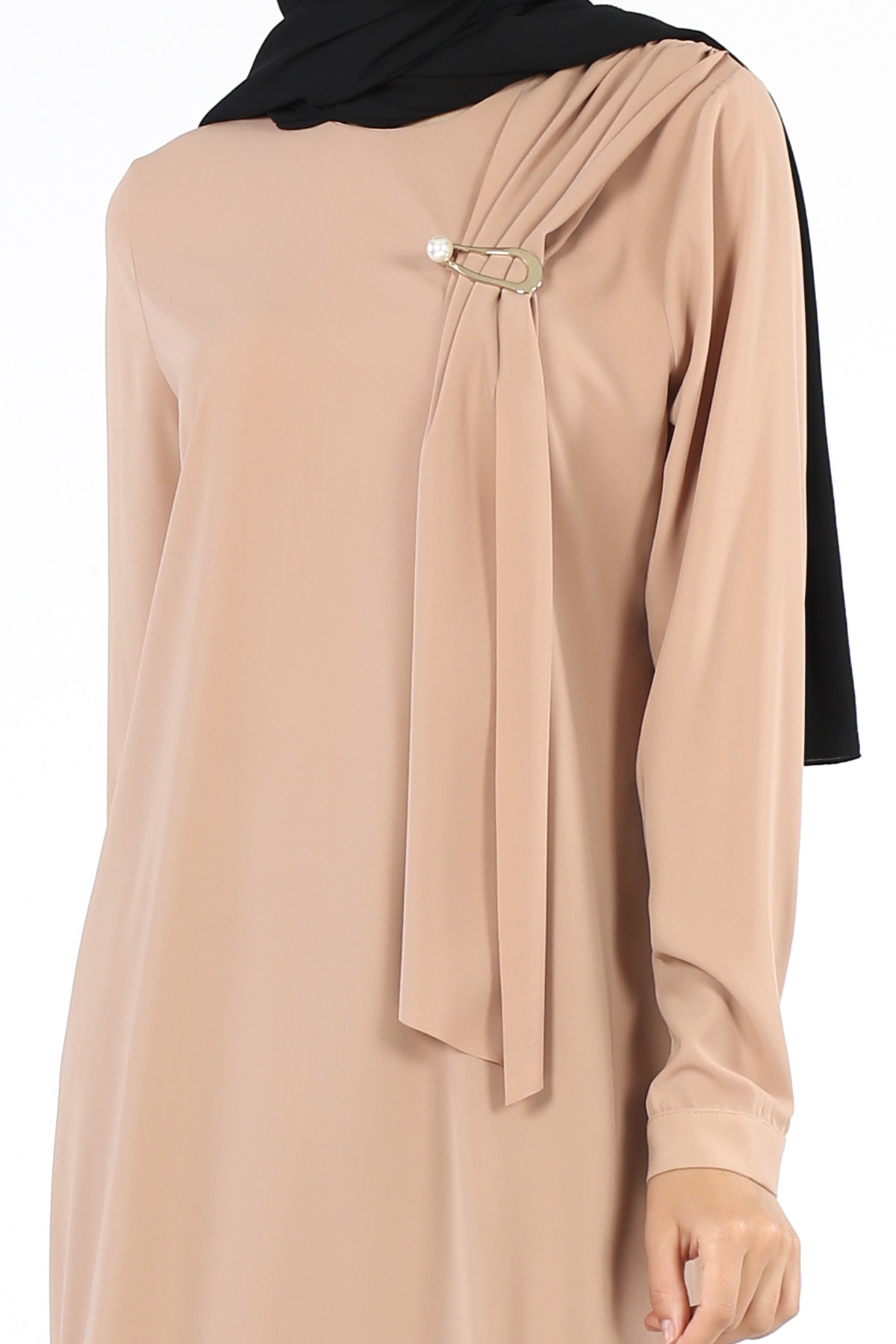 Broş Detaylı Tunik Camel - 6