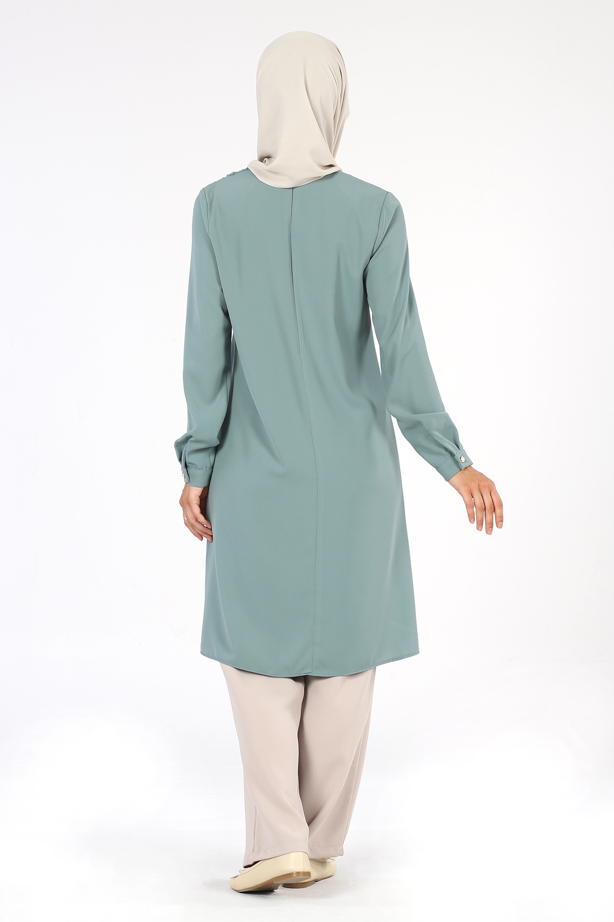 Broş Detaylı Tunik Mint - 5