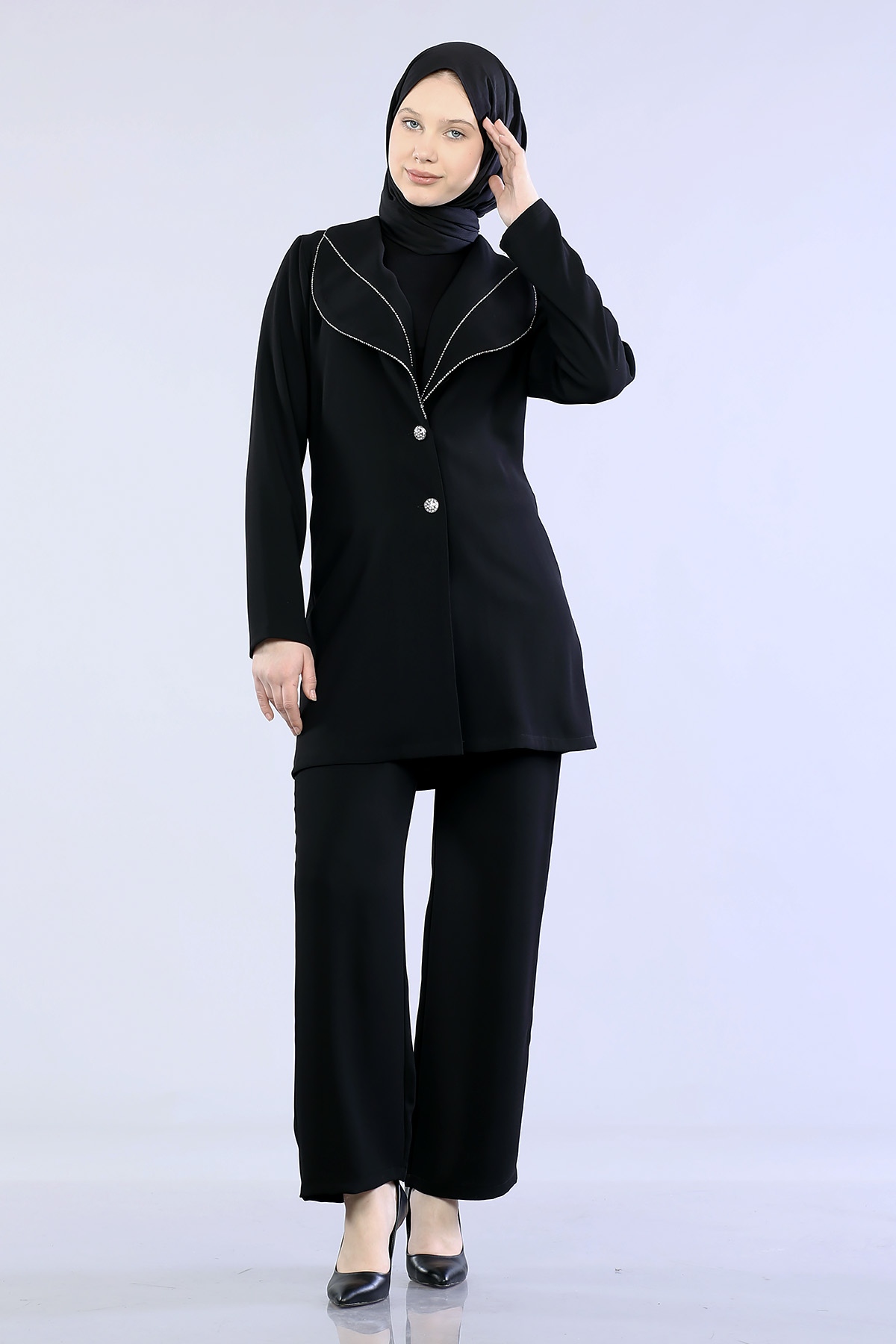 7621 Takim 38-46 Yaprak - Siyah - 2