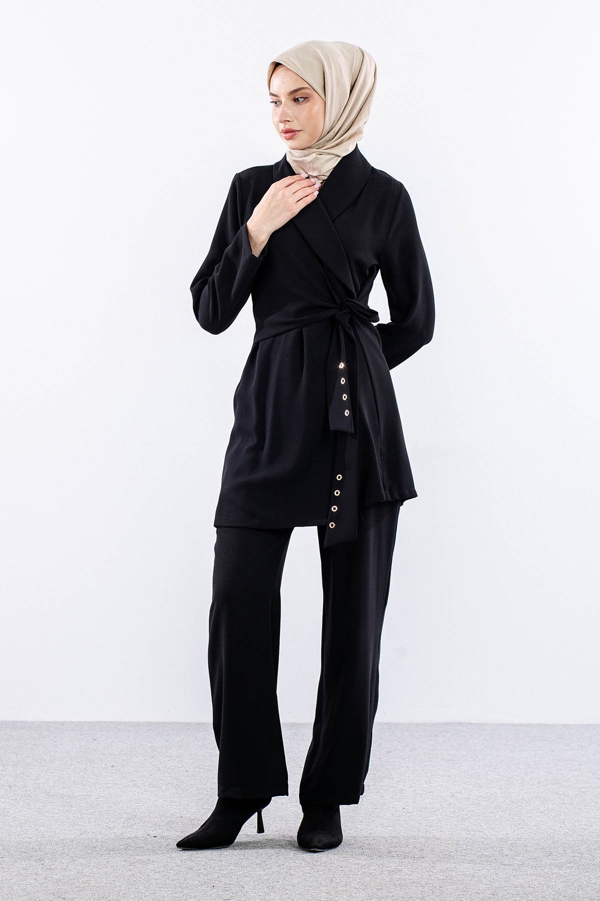 7656 Takim 40-48 Bagcikli Kuzgozu Detay - Siyah - 1