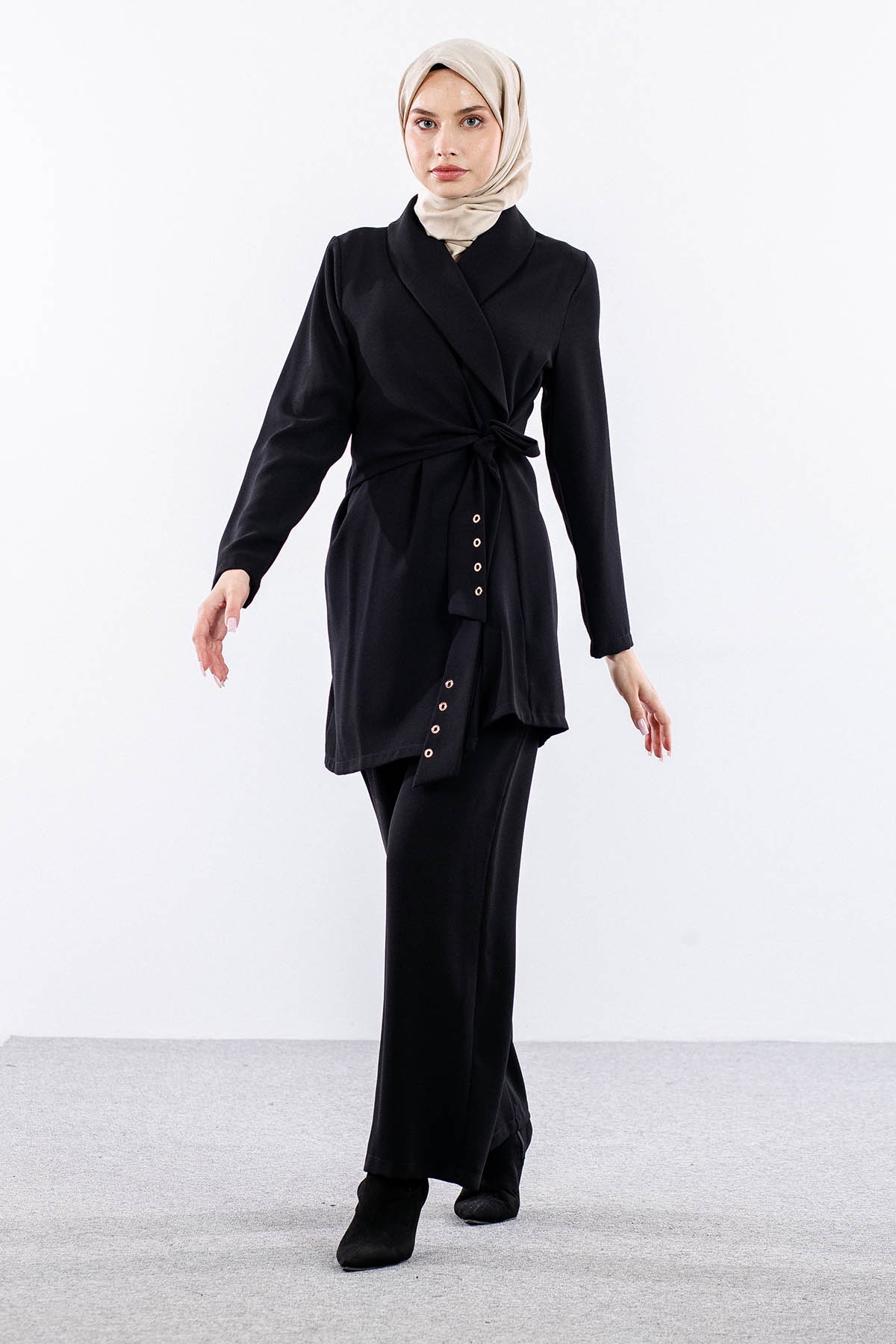 7656 Takim 40-48 Bagcikli Kuzgozu Detay - Siyah - 2